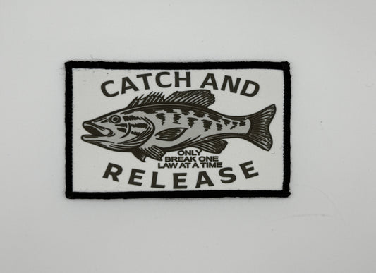 Catch and Release Black Boarder Printed Patch | Iron On | 33 BMFS