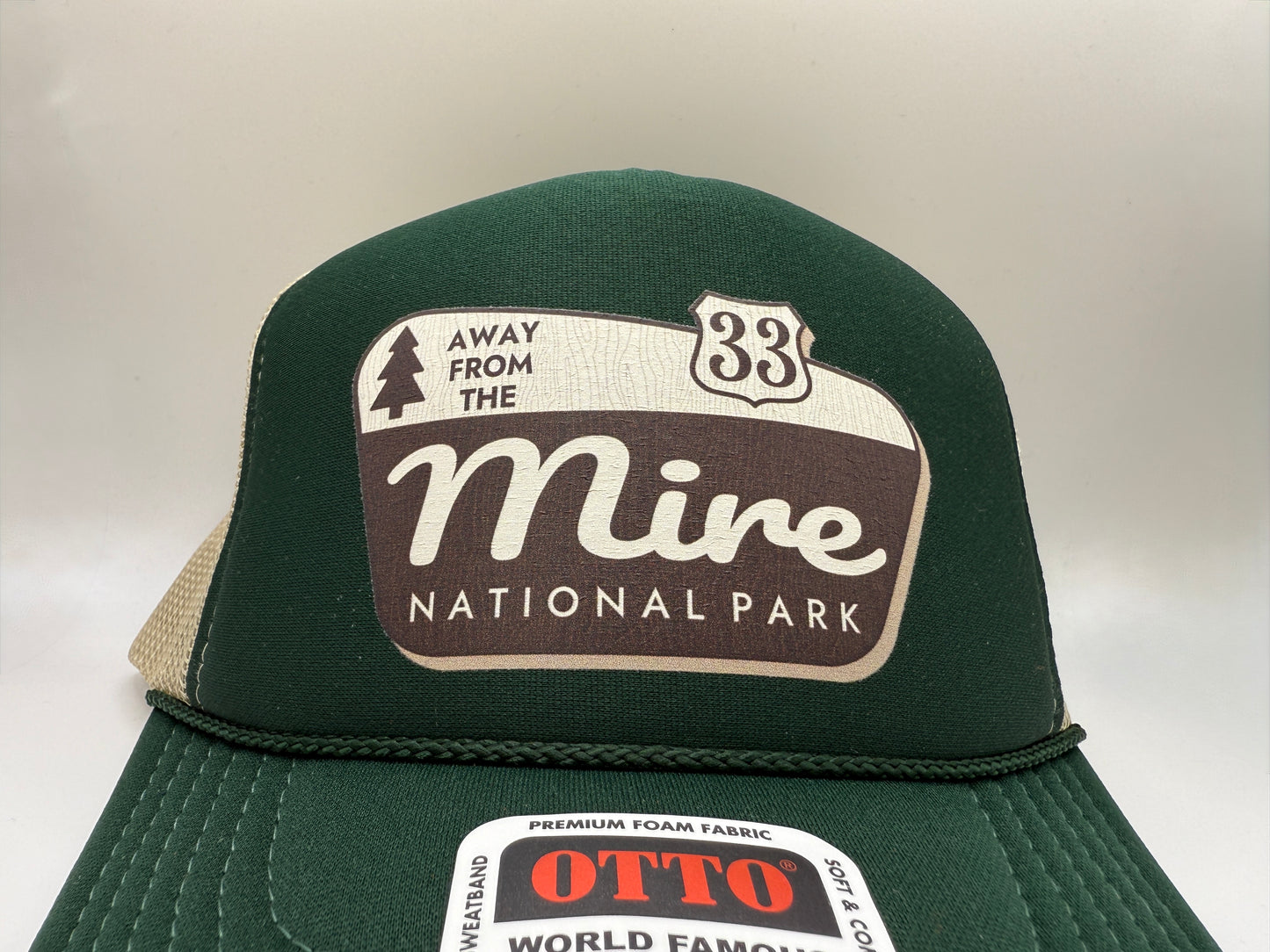 Away From The Mire Park Foam Trucker Cap OTTO | Forest Green Camo | Printed Graphics | Snapback Cap | BMFS