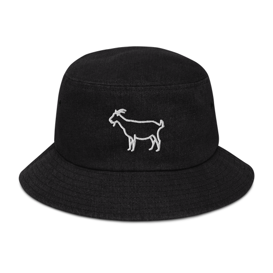 Simple The Goat Denim bucket hat | Flat Embroidery | Inspired Billy Art