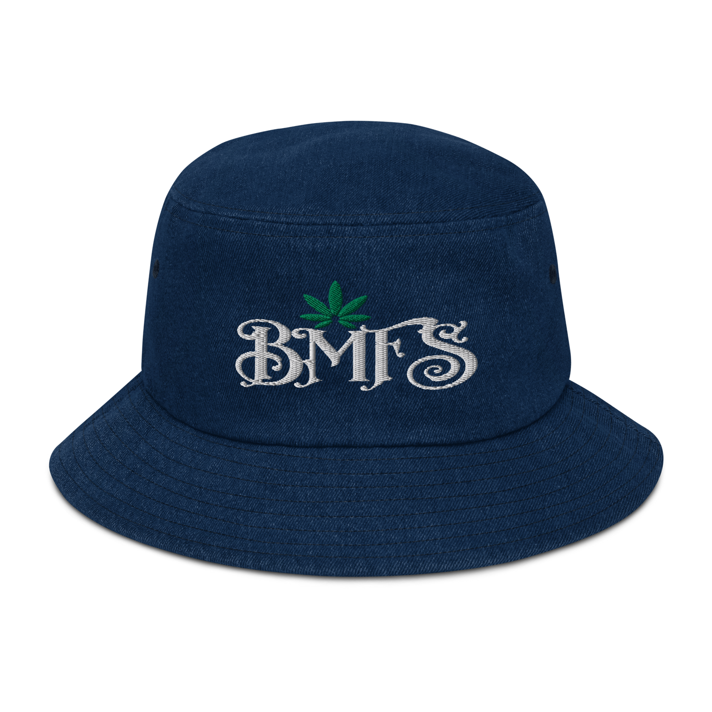 BMFS Pot Leaf Denim bucket hat | Flat Embroidery | Inspired Billy Art
