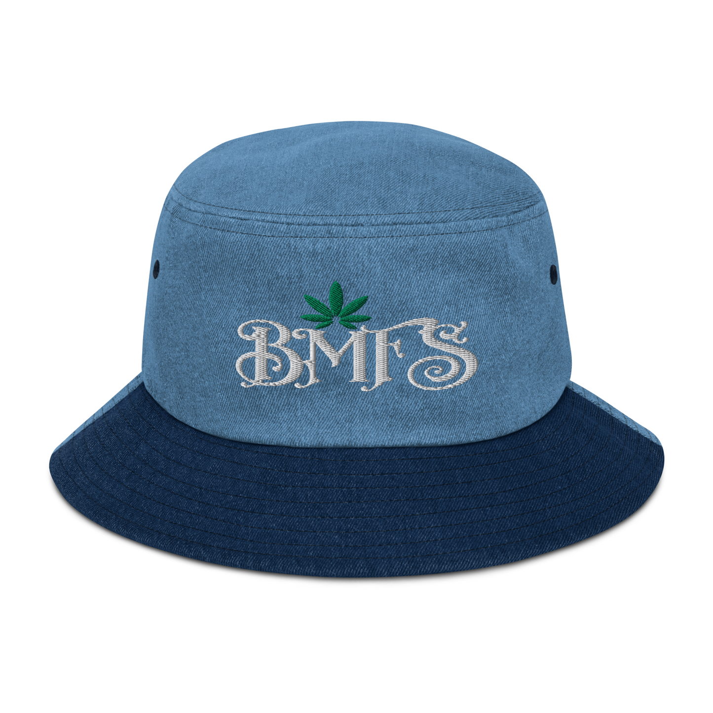 BMFS Pot Leaf Denim bucket hat | Flat Embroidery | Inspired Billy Art
