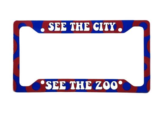 See The City See The Zoo Donuts | Aluminum License Plate Frame | 12.25" x 6.5" | Ink/Printed Image