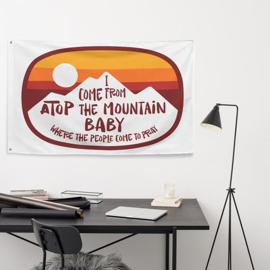 I Come From Atop The Mountain Possum Flag with 2 iron grommets