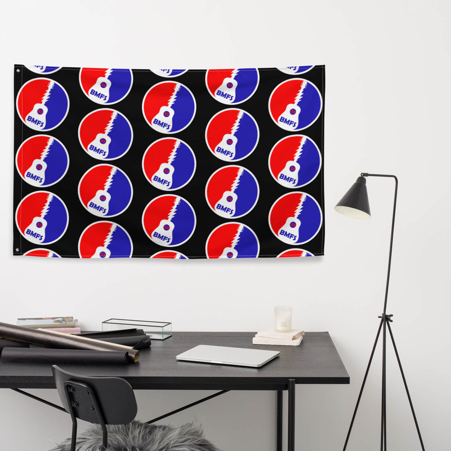 BMFS Guitar Flag with 2 iron grommets | 56" x 34 ½" | Billy Fan Art