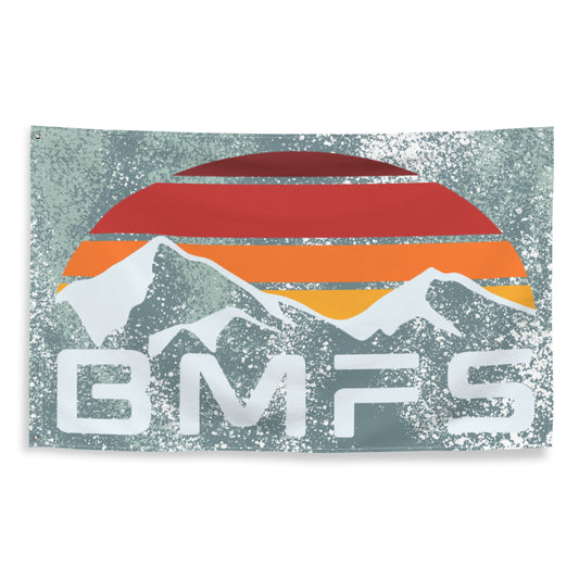 BMFS Mountain Flag 2 iron grommets | 56" x 34 ½" | Billy Fan Art