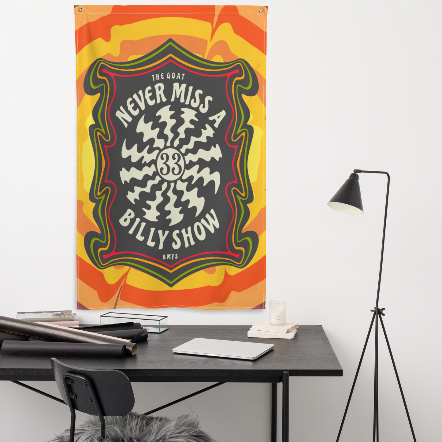 Never Miss A Billy Show Flag | 2 iron grommets | 56" x 34 ½" | Billy Fan Art