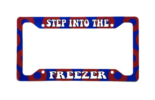 Step Into The Freezer | Aluminum License Plate Frame | 12.25" x 6.5" | Ink/Printed Image