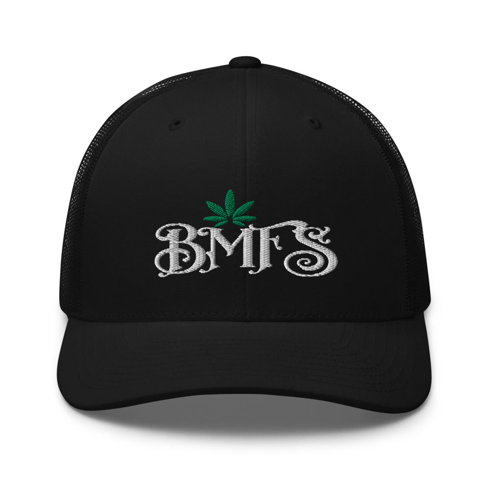BMFS Pot Leaf Trucker Snapback Cap | Flat Embroidery | Inspired Strings Art Cap | Lot Style Cap | Jam Band Swag