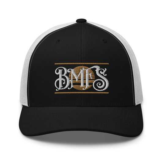 BMFS SUN Trucker Snapback Cap | Flat Embroidery | Inspired Strings Art Cap | Lot Style Cap | Bluegrass Band Swag
