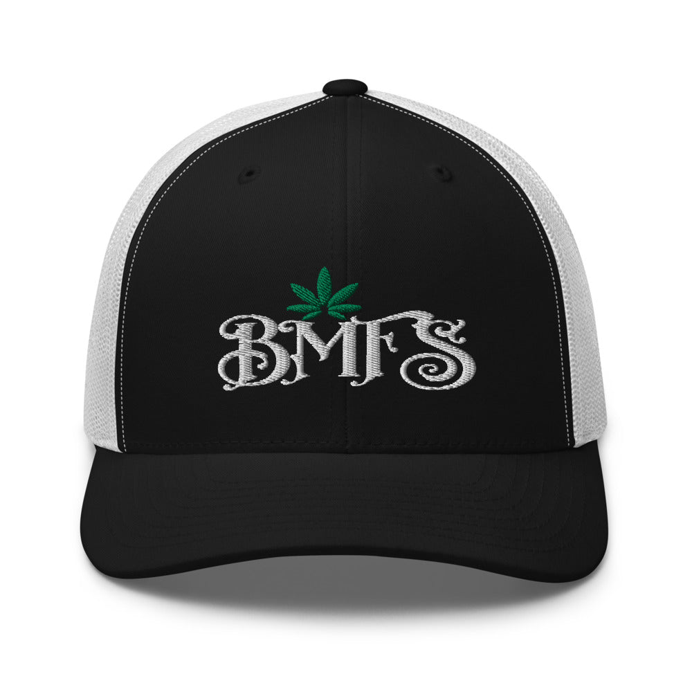 BMFS Pot Leaf Trucker Snapback Cap | Flat Embroidery | Inspired Strings Art Cap | Lot Style Cap | Jam Band Swag