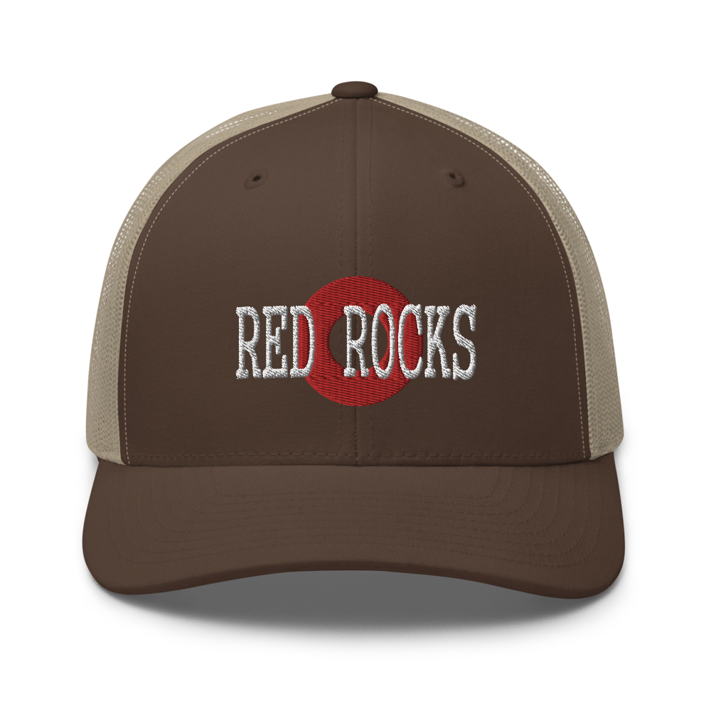 Red Rocks Red Donut Trucker Snapback Cap | Flat Embroidery | Inspired Phan Cap