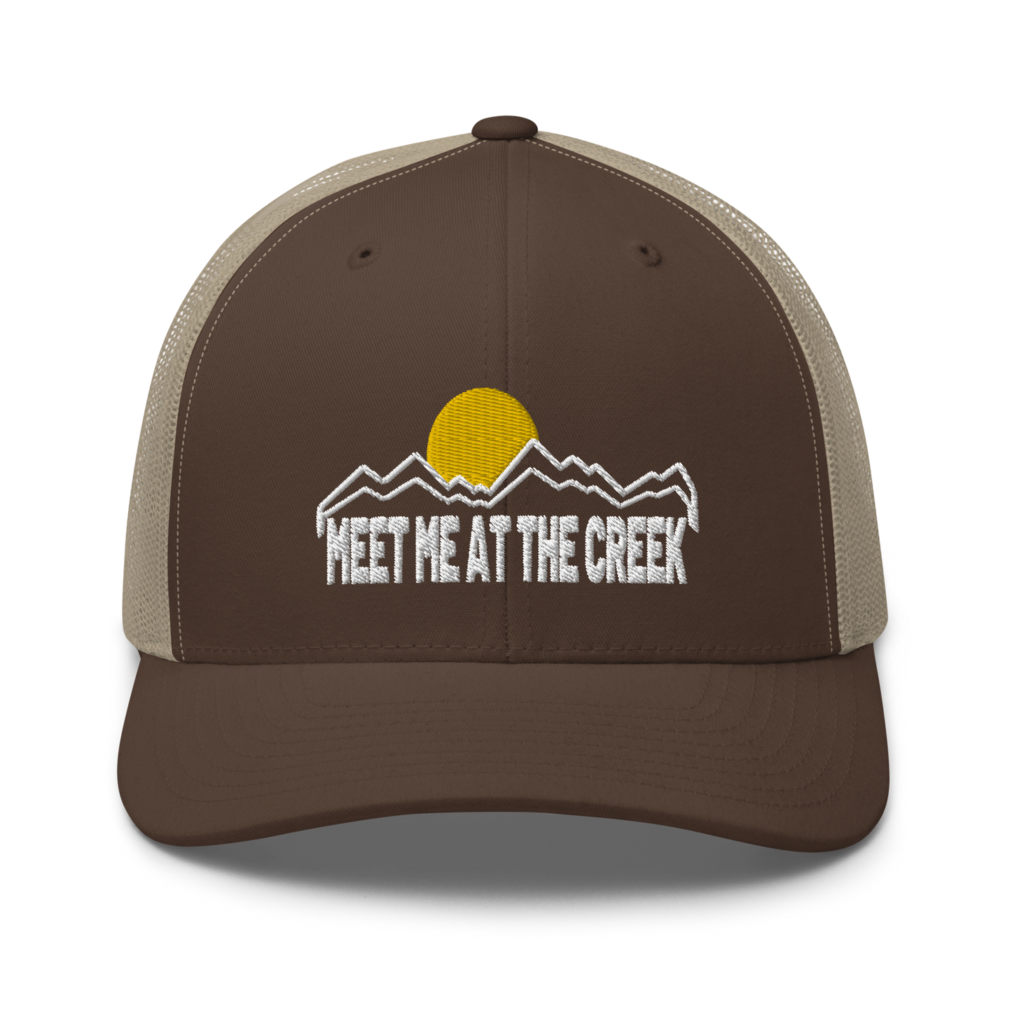 Meet Me At the Creek Mountain Trucker Cap | Flat Embroidery | Inspired BMFS Art