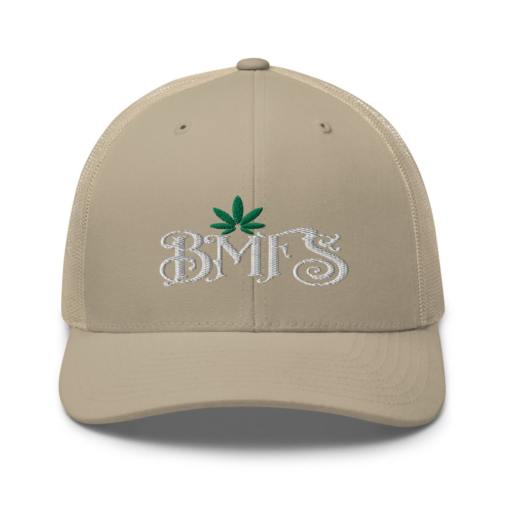 BMFS Pot Leaf Trucker Snapback Cap | Flat Embroidery | Inspired Strings Art Cap | Lot Style Cap | Jam Band Swag