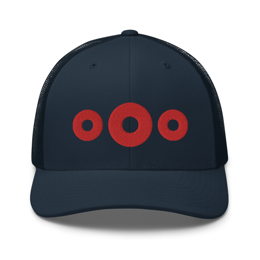 3 Red Donut Trucker Cap | Flat Embroidery | Phish Inspired Art