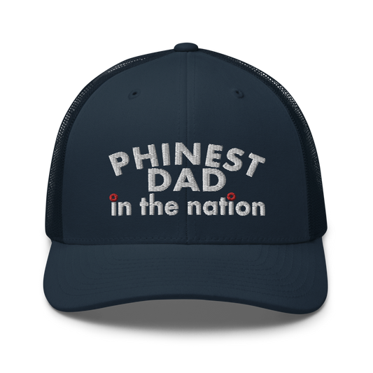 Phinest Dad In The Nation Red Donut Trucker Cap | Flat Embroidery