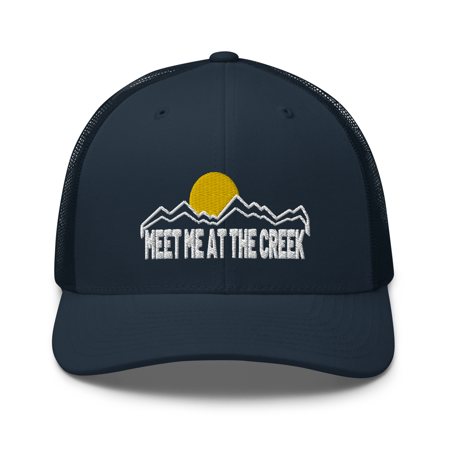 Meet Me At the Creek Mountain Trucker Cap | Flat Embroidery | Inspired BMFS Art