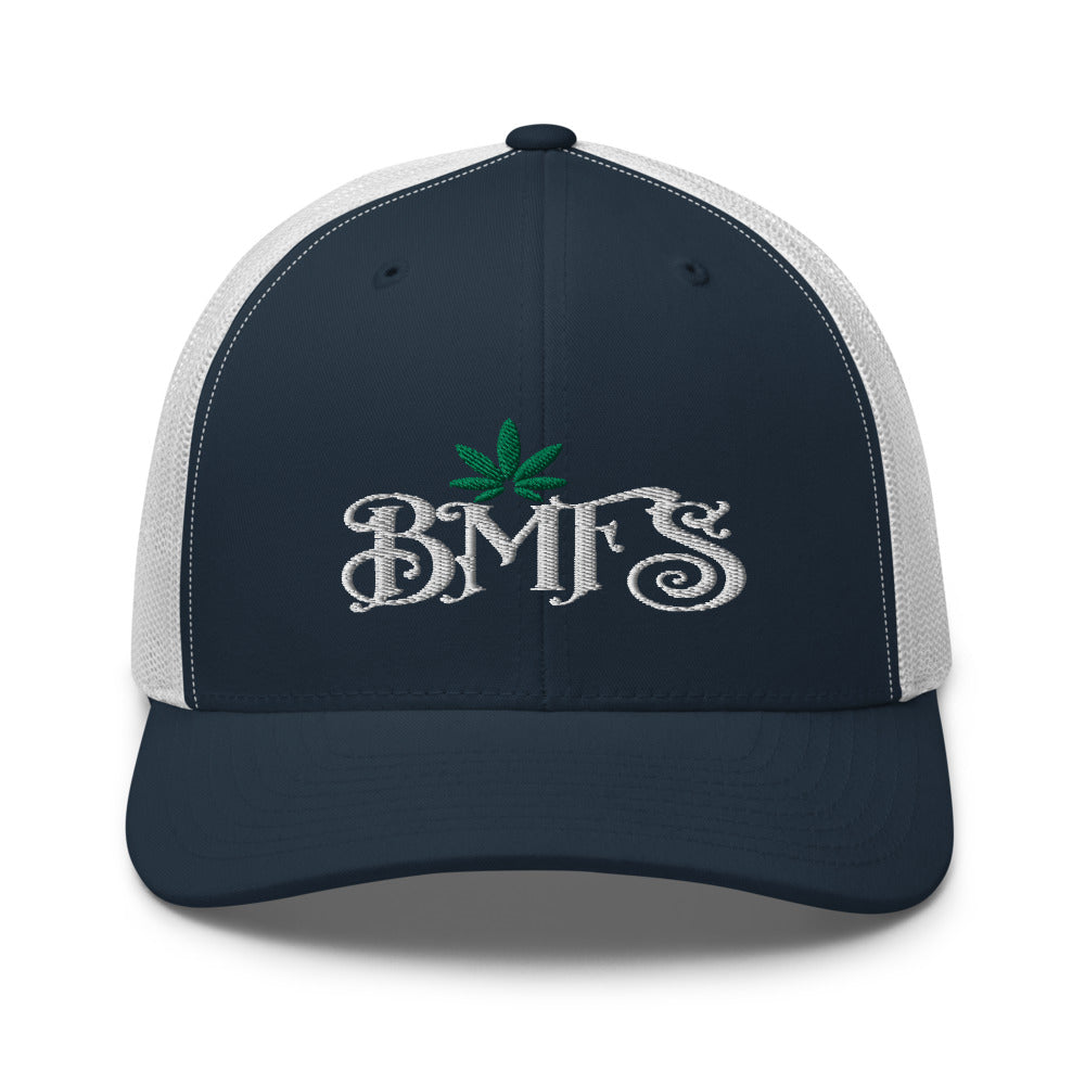 BMFS Pot Leaf Trucker Snapback Cap | Flat Embroidery | Inspired Strings Art Cap | Lot Style Cap | Jam Band Swag