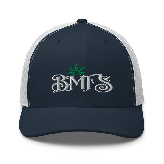 BMFS Pot Leaf Trucker Snapback Cap | Flat Embroidery | Inspired Strings Art Cap | Lot Style Cap | Jam Band Swag