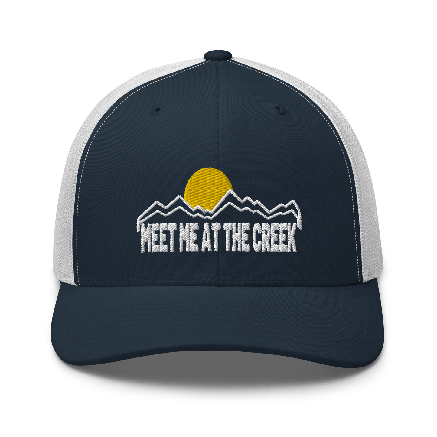 Meet Me At the Creek Mountain Trucker Cap | Flat Embroidery | Inspired BMFS Art