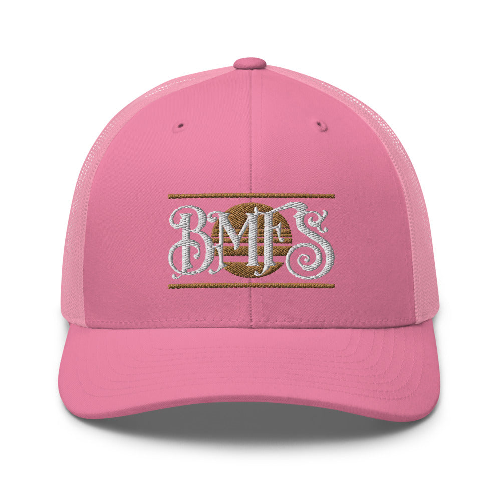 BMFS SUN Trucker Snapback Cap | Flat Embroidery | Inspired Strings Art Cap | Lot Style Cap | Bluegrass Band Swag
