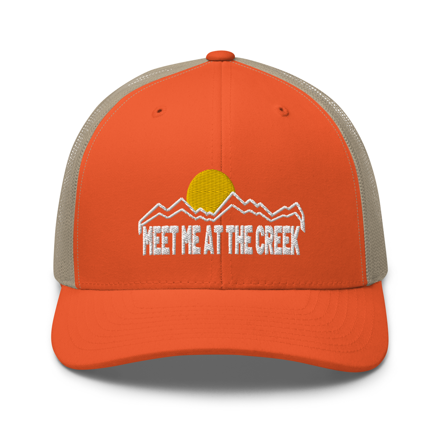 Meet Me At the Creek Mountain Trucker Cap | Flat Embroidery | Inspired BMFS Art