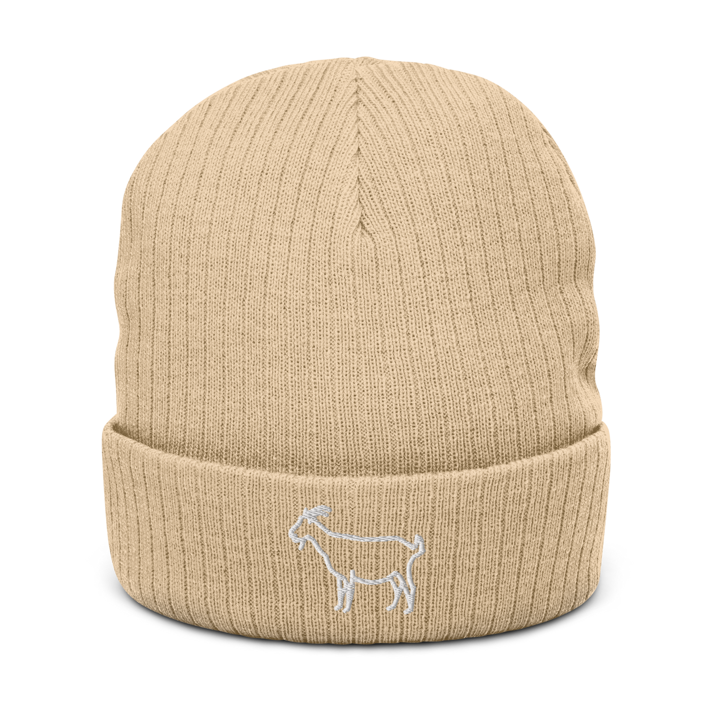 Goat Cuffed Beanie | Flat Embroidery | Ribbed | Inspired Billy Art