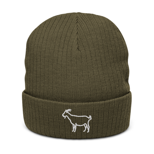 Goat Cuffed Beanie | Flat Embroidery | Ribbed | Inspired Billy Art