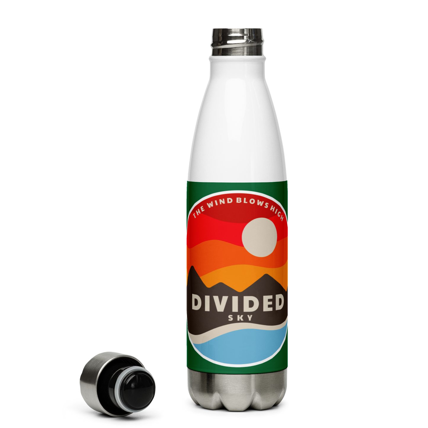 Divided Sky Mountains Stainless Steel Water Bottle 17oz | Printed Graphics