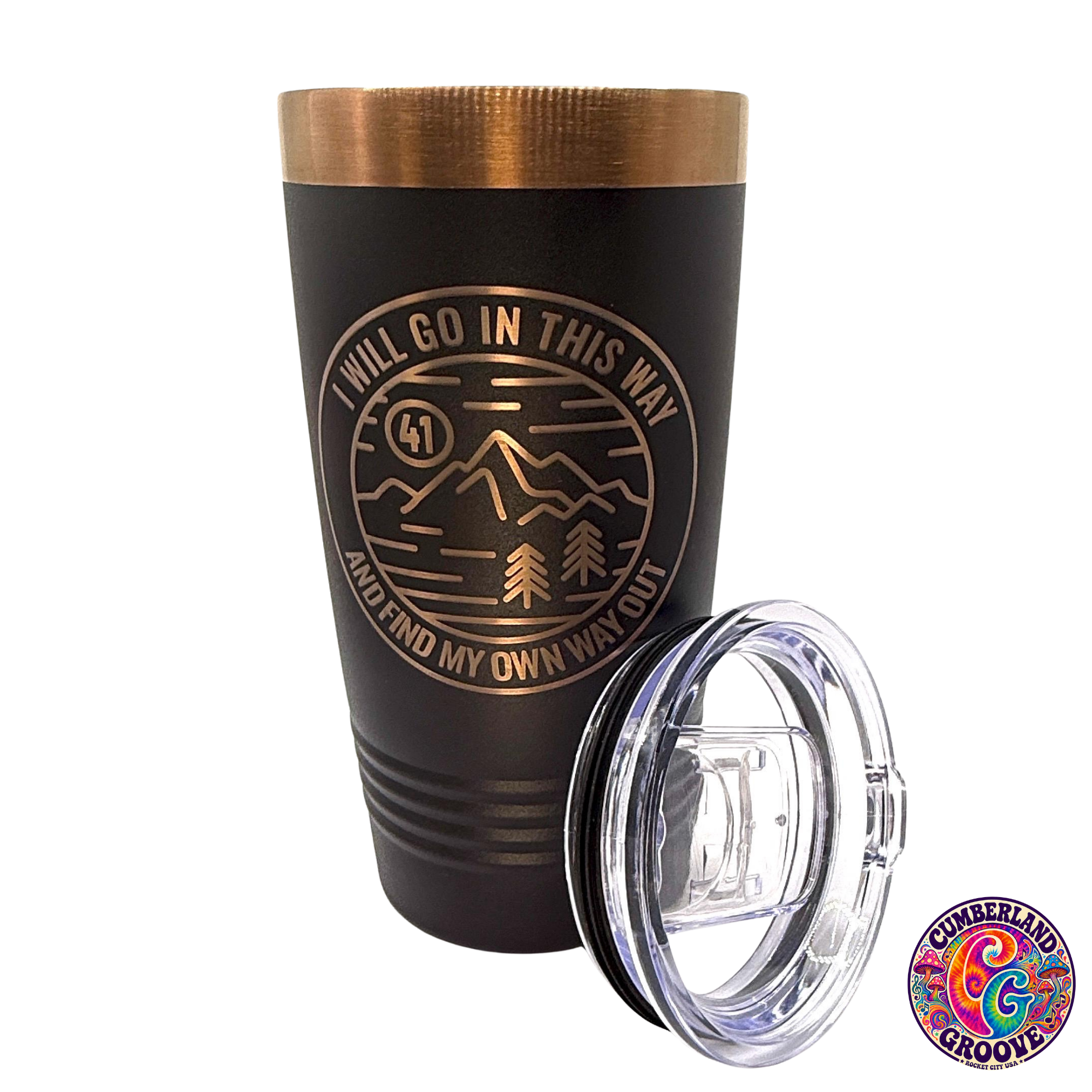 20oz #41 I Will Go In This Way Tumbler Black/Copper backing | Laser Engraved | Dave Love Lot Style