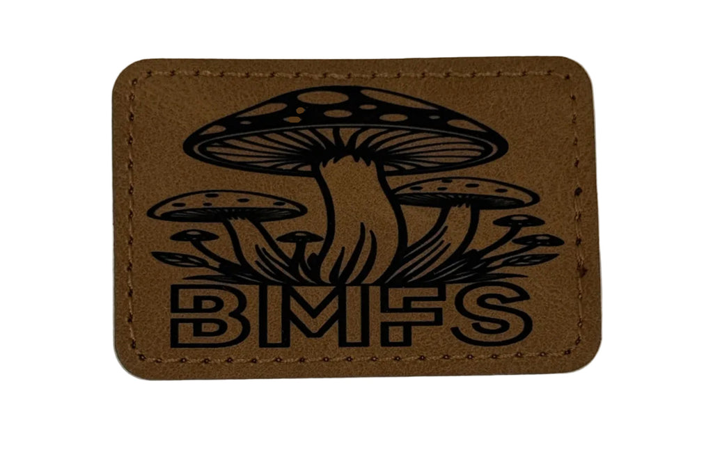 BMFS Shroom Patch 3x2 | Laser Engraved | Rawhide/Black | Iron or stitch | Billy Fan Art