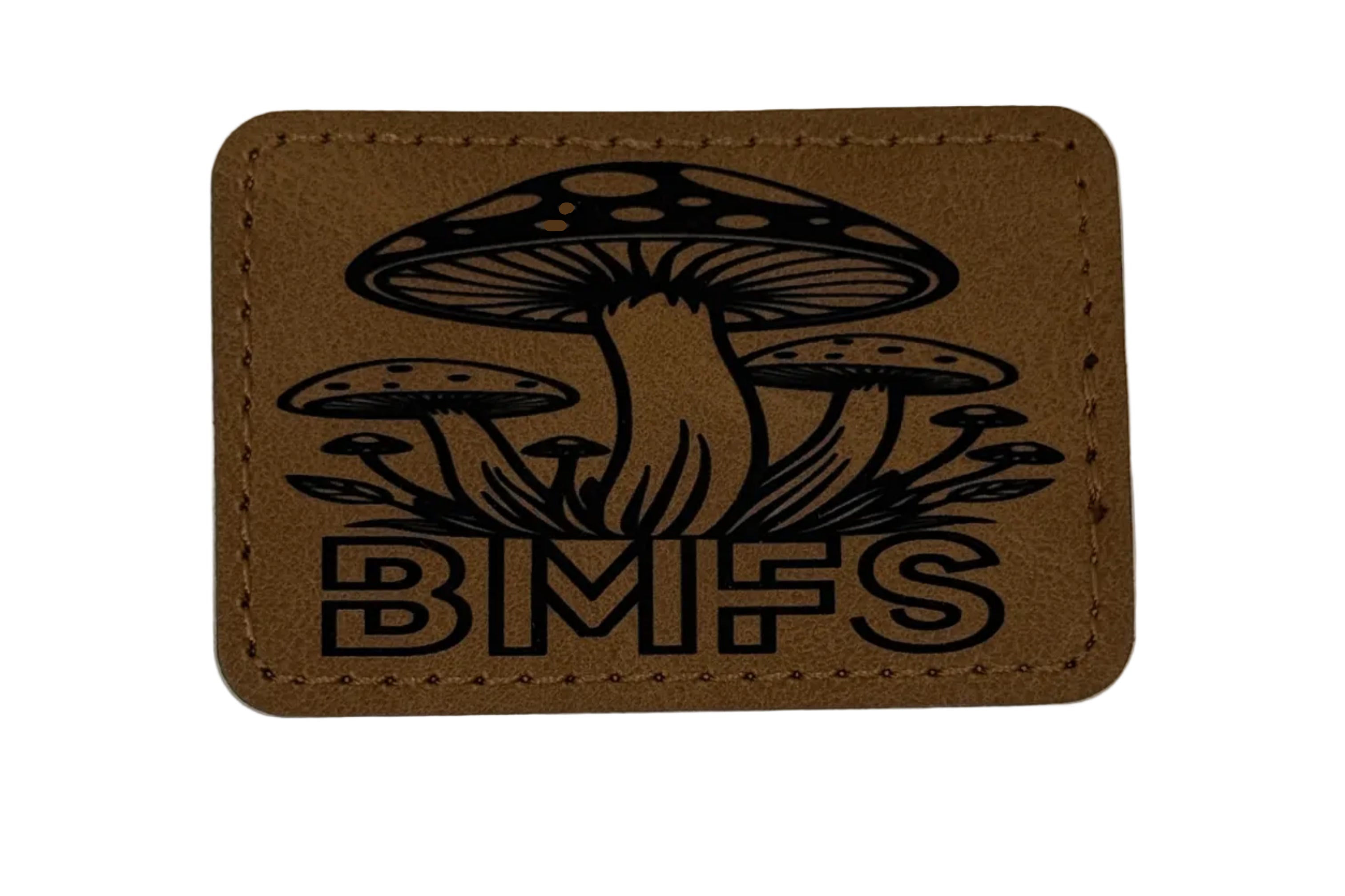 BMFS Shroom Patch 3x2 | Laser Engraved | Rawhide/Black | Iron or stitch | Billy Fan Art