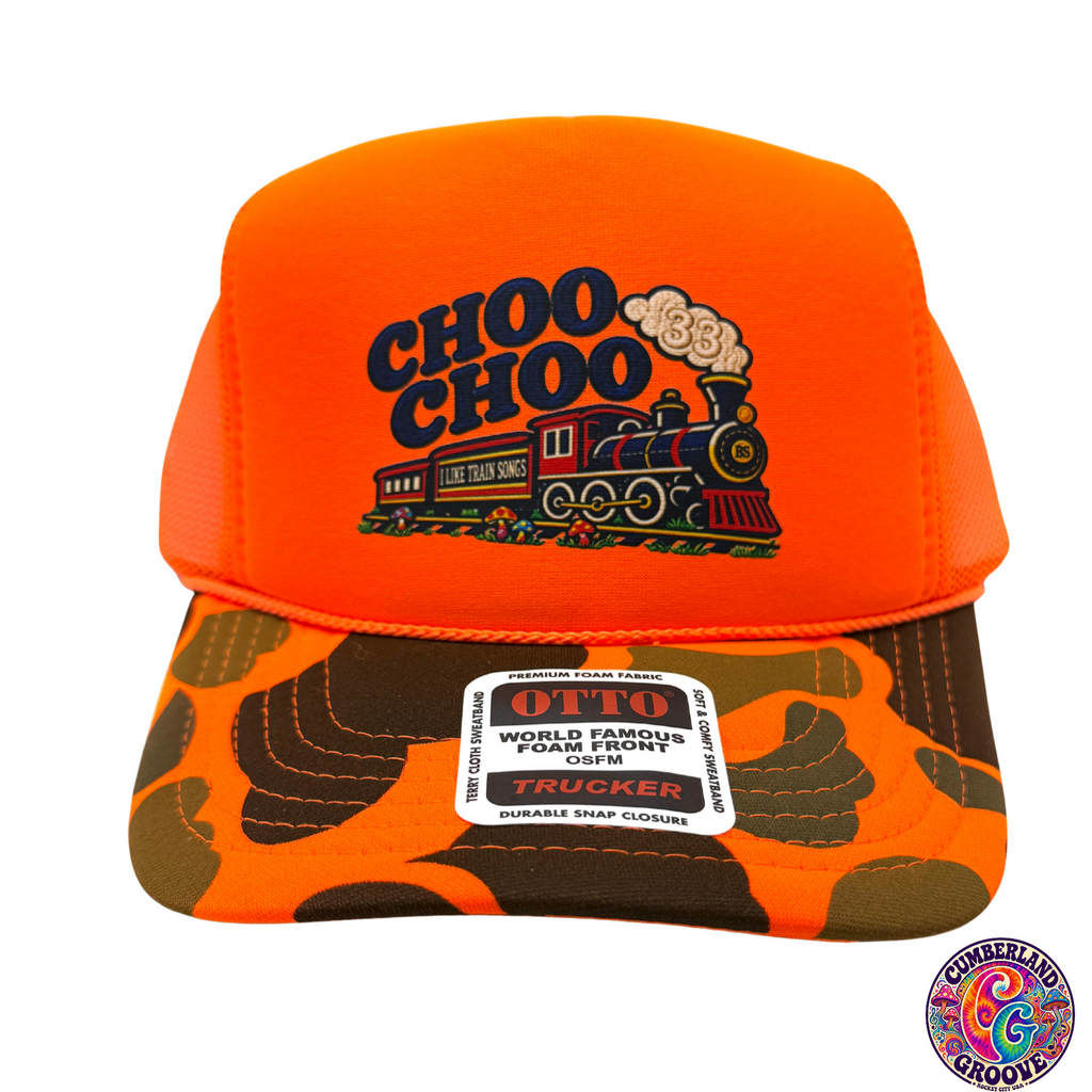 Choo-Choo Train Song Foam Camo Trucker Cap OTTO | Orange Camo | Printed Graphics | Snapback Cap | BMFS