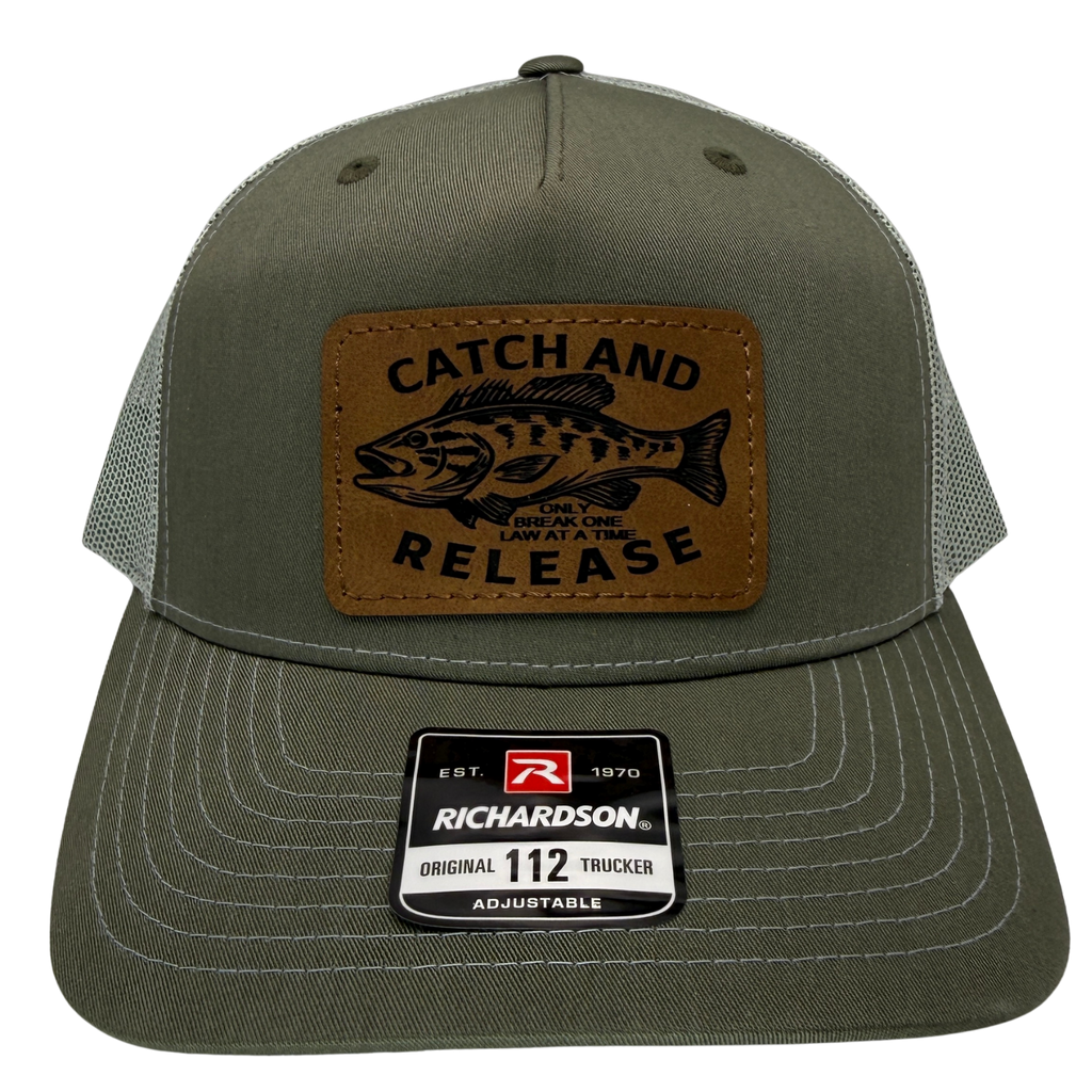 Catch and Release Patch Trucker Cap R112 | Two-Tone | Laser Engraved | Snapback Cap | BMFS