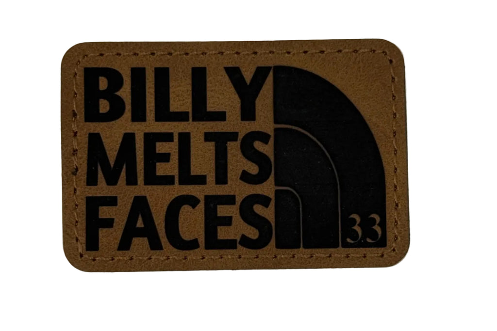 Billy Melts Faces 33 Patch 3x2 | Laser Engraved | Rawhide/Black | Iron or stitch | Billy Fan Art