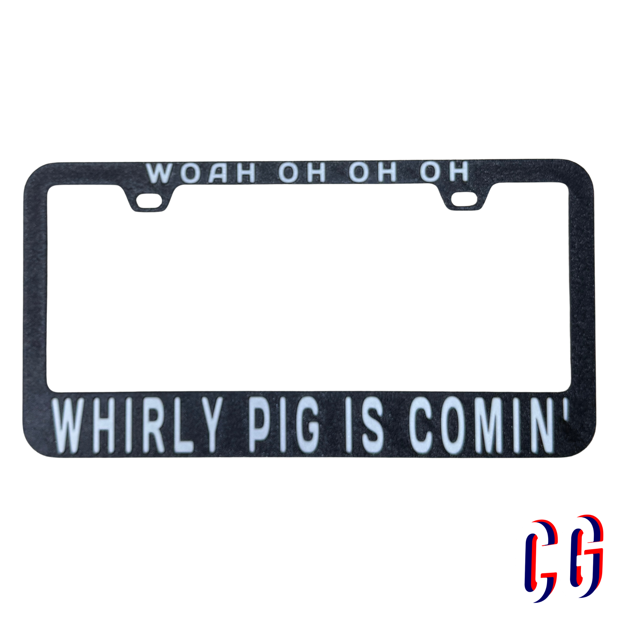 Whirly Pig Is Comin’ License Plate Frame | UV resistant | Heat Resistant | BMFS Lot