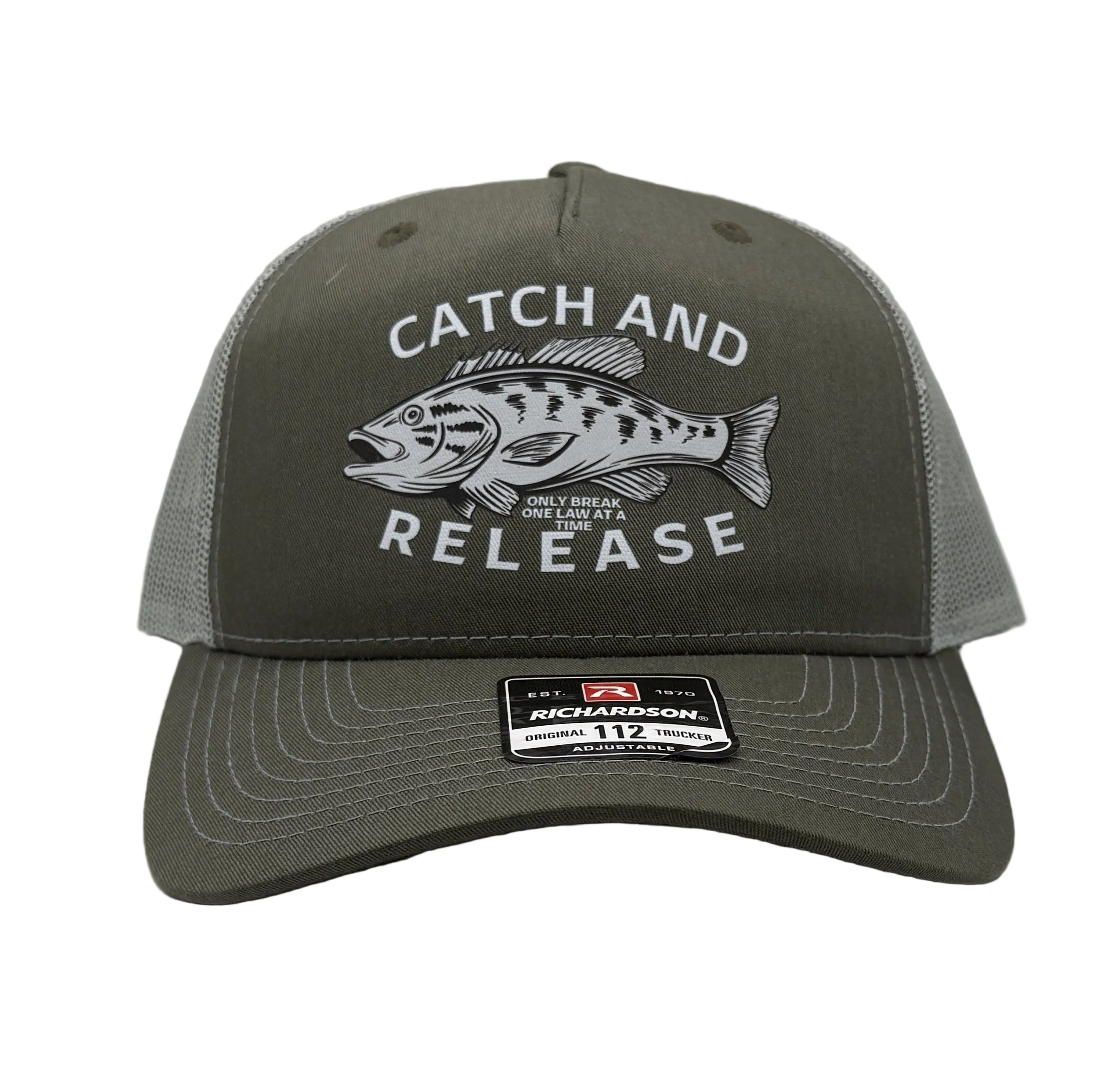 Catch and Release Trucker Cap R112 | Two-Tone | Printed Graphics | Snapback Cap | BMFS