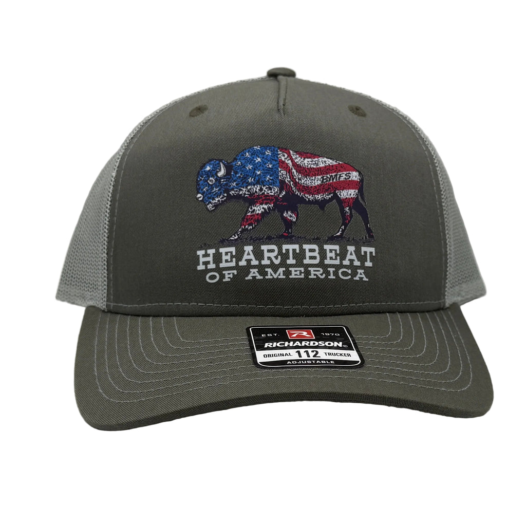 Heartbeat Of America Trucker Cap R112 | Two-Tone | Printed Graphics | Snapback Cap | BMFS