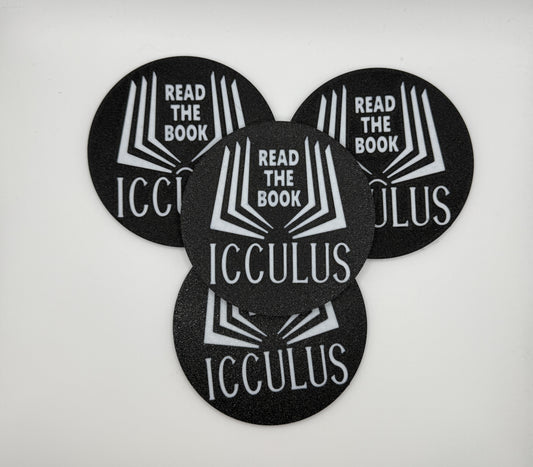 Icculus Book Drink Coasters | Set of 4 | Cork Backing | Phishy Phan Art