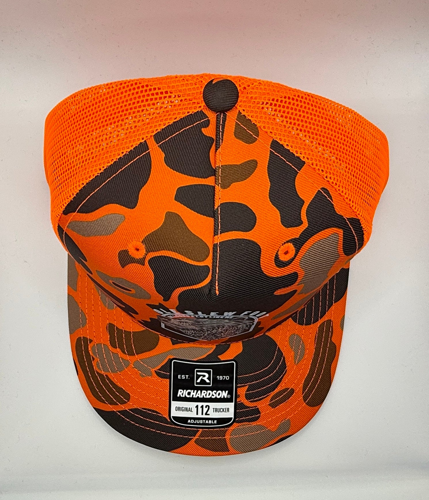 Ole Slew Foot Camo Trucker Cap R112 | Duck Camo Blaze | Printed Graphics | Snapback Cap | BMFS
