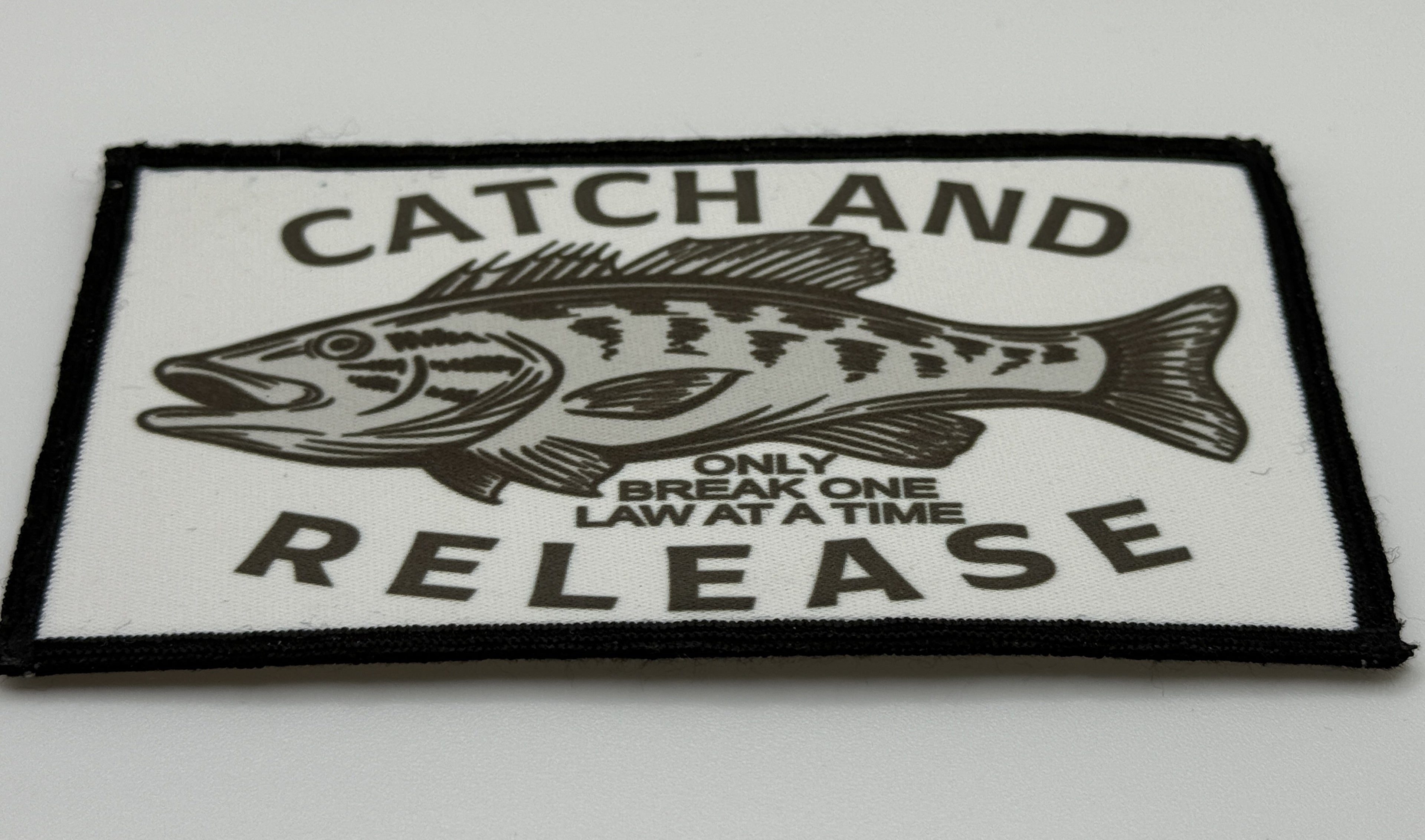 Catch and Release Black Boarder Printed Patch | Iron On | 33 BMFS