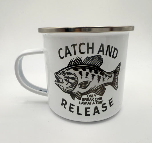 Catch and Releaset 12oz Enamel Camping Mug | Billy Daisy | Drinkware | BMFS 33