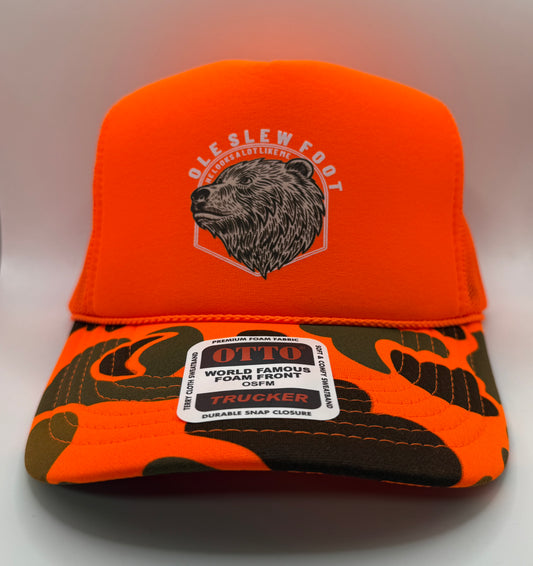 Ole Slewfoot Foam Camo Trucker Cap OTTO | Orange Camo | Printed Graphics | Snapback Cap | BMFS