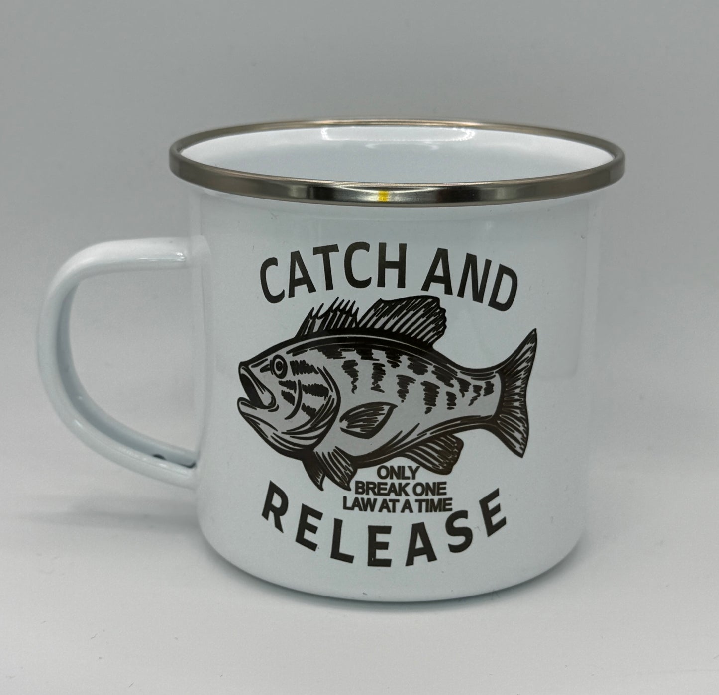 Catch and Releaset 12oz Enamel Camping Mug | Billy Daisy | Drinkware | BMFS 33