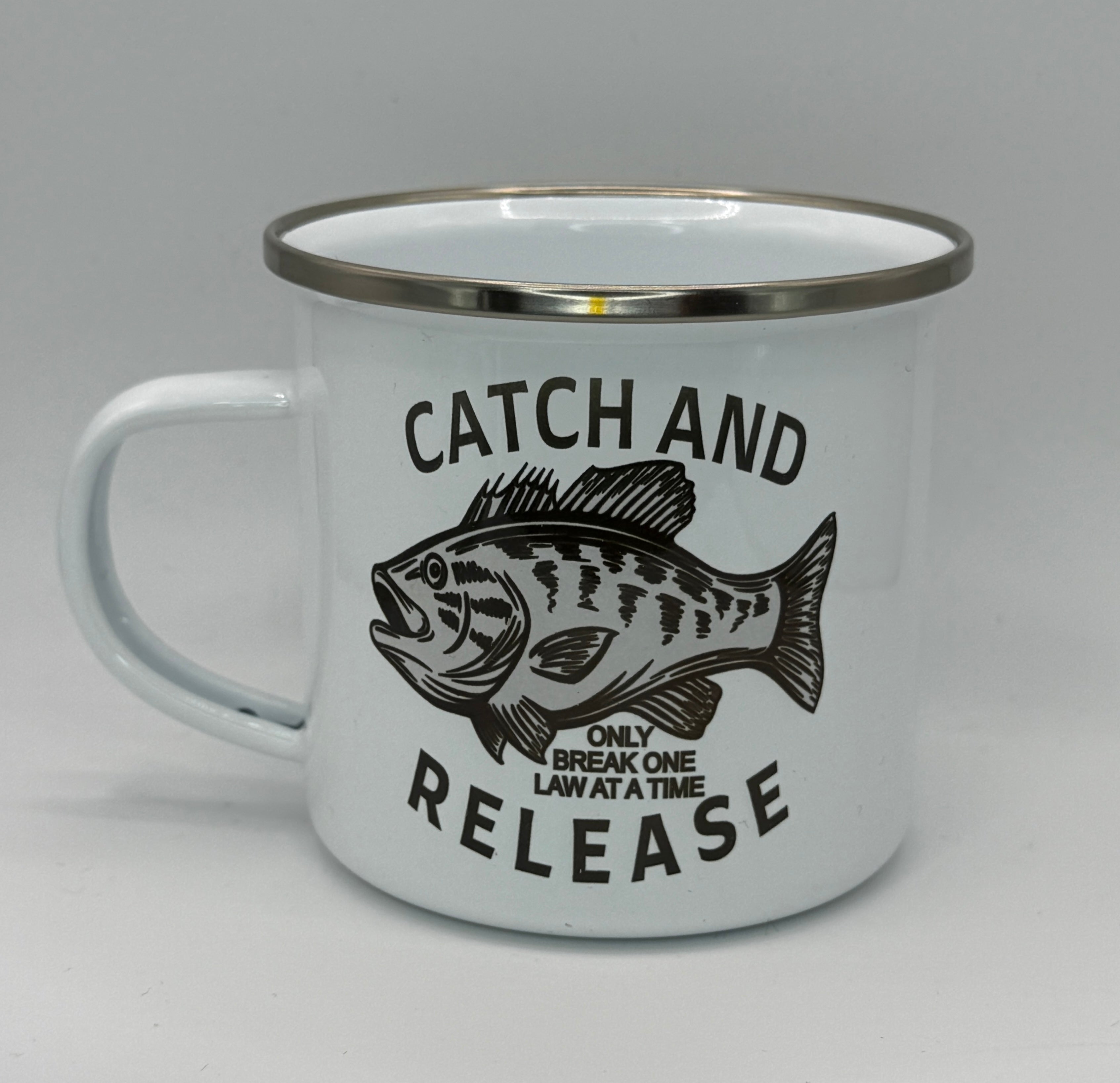 Catch and Releaset 12oz Enamel Camping Mug | Billy Daisy | Drinkware | BMFS 33
