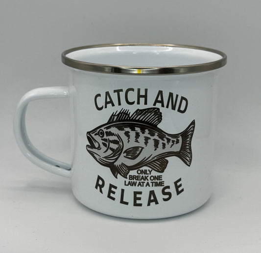 Catch and Releaset 12oz Enamel Camping Mug | Billy Daisy | Drinkware | BMFS 33