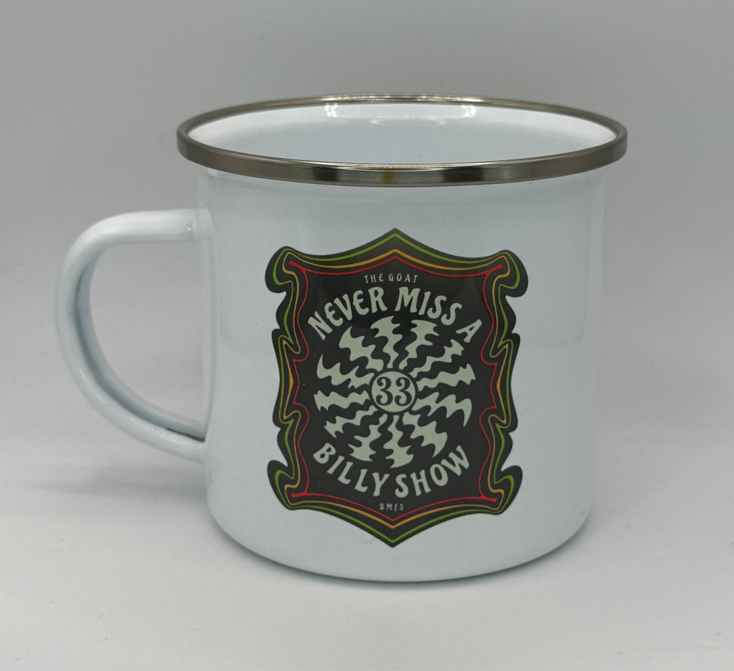 Never Miss A Billy Show 12oz Enamel Camping Mug | Billy Daisy | Drinkware | BMFS 33