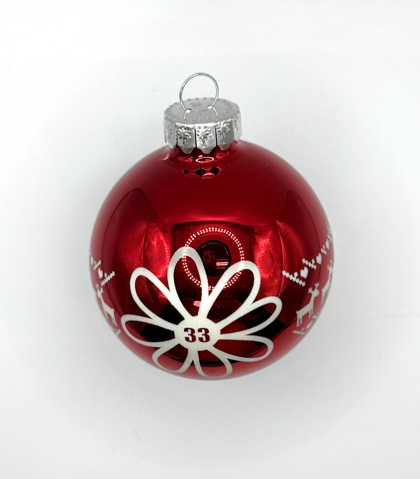 2.5" Glass Red Daisy 33 Christmas Ornament | Laser Engraved | Billy Christmas Gift