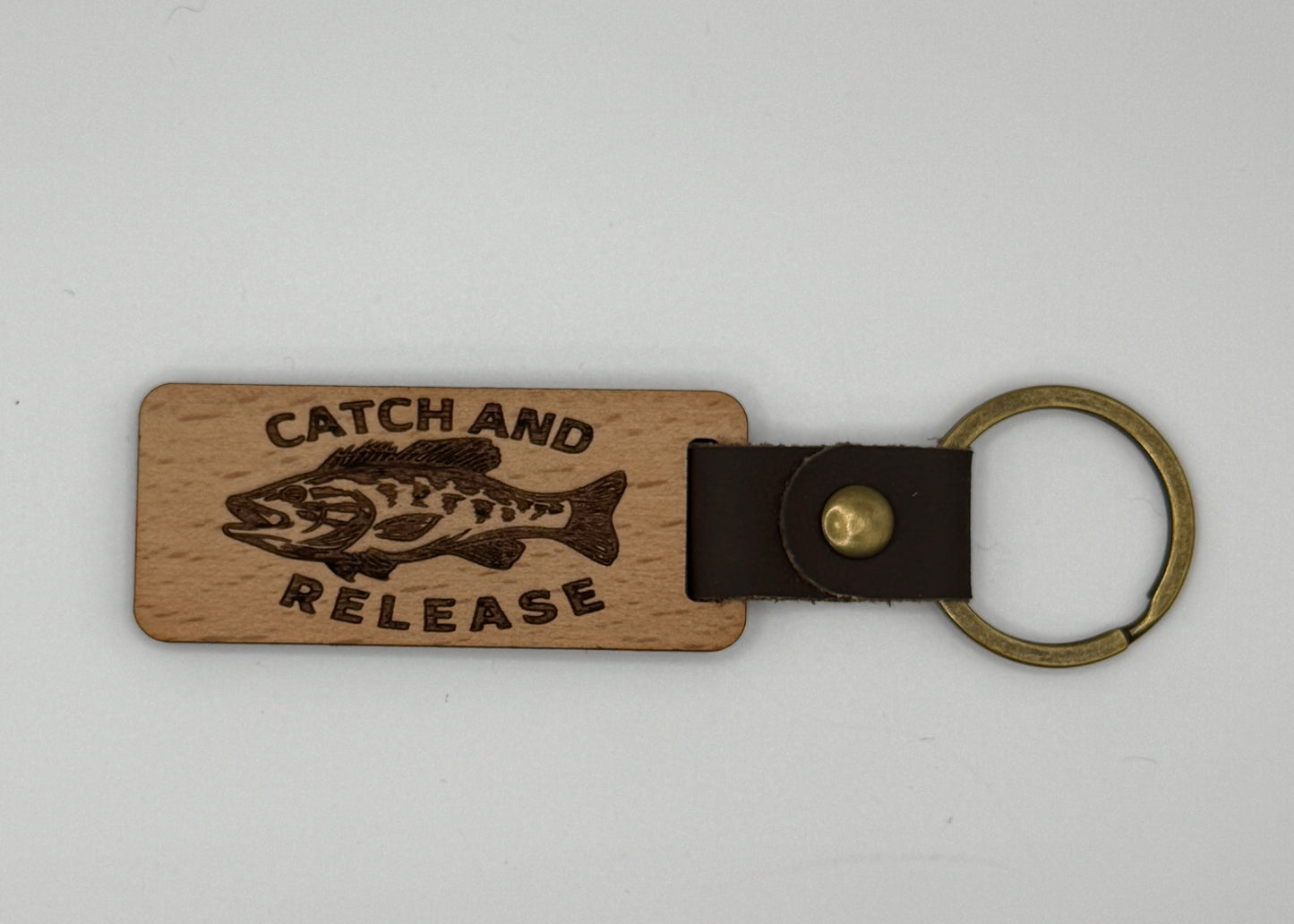 Catch and Release Wood Key Chain | Laser Engraved | 33 Fan Art