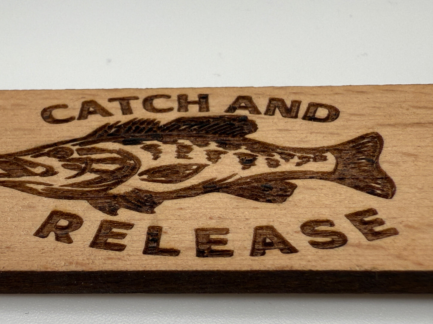 Catch and Release Wood Key Chain | Laser Engraved | 33 Fan Art