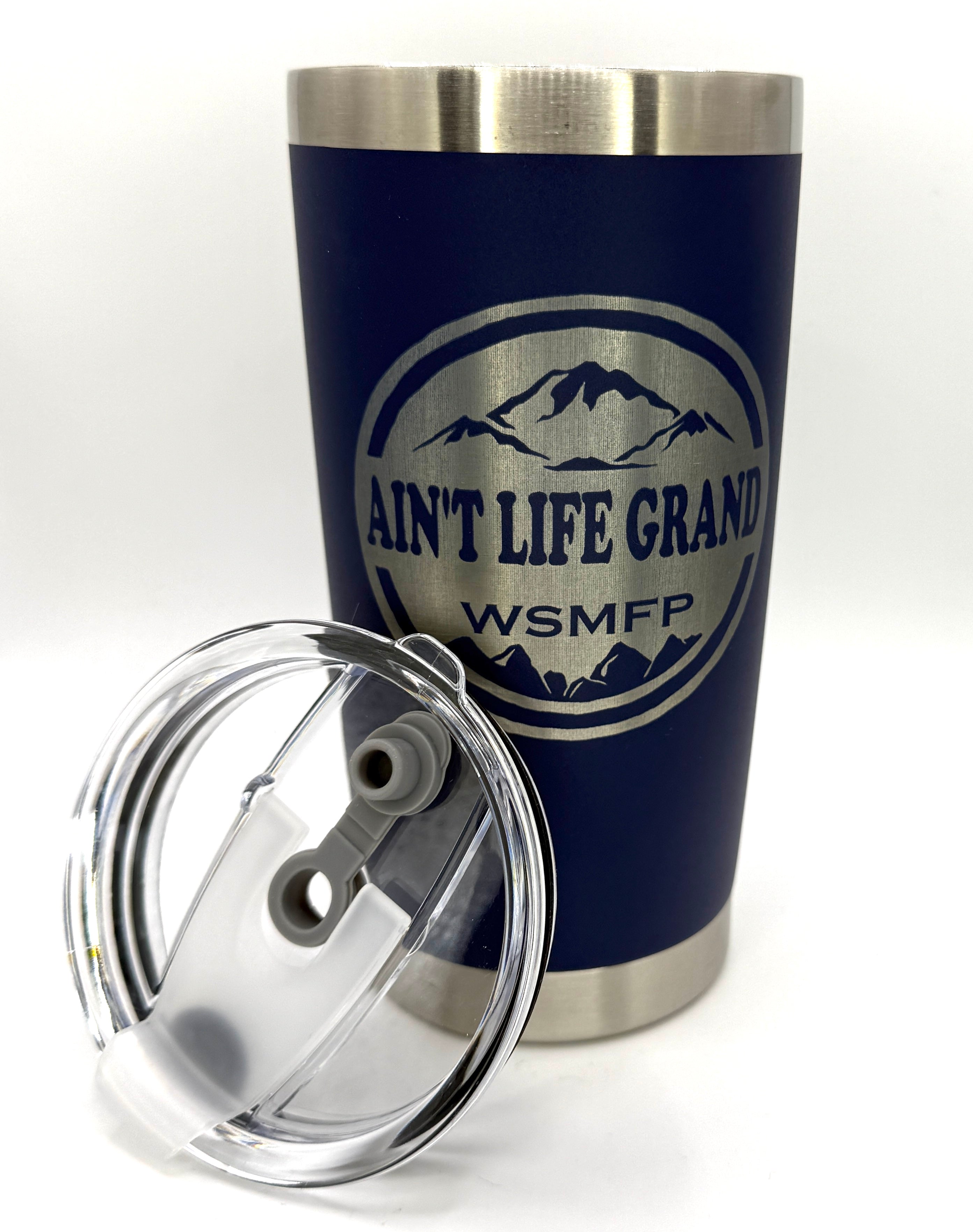 Ain't Life Grand 20oz Steel Tumbler| Laser Engraved | Black Drinkware | Panic Fan Art